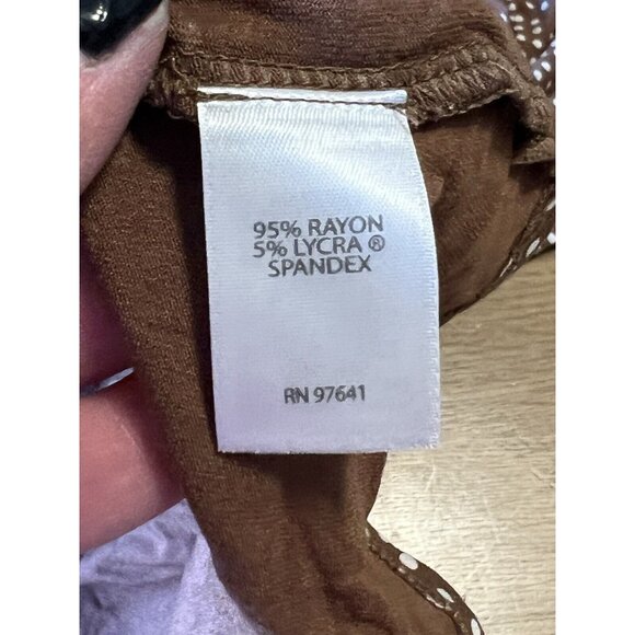 Womens J Jill Wearever Collection Polka Dot Top 3/4 Sleeve Brown Size Medium P‎ - Picture 6 of 12